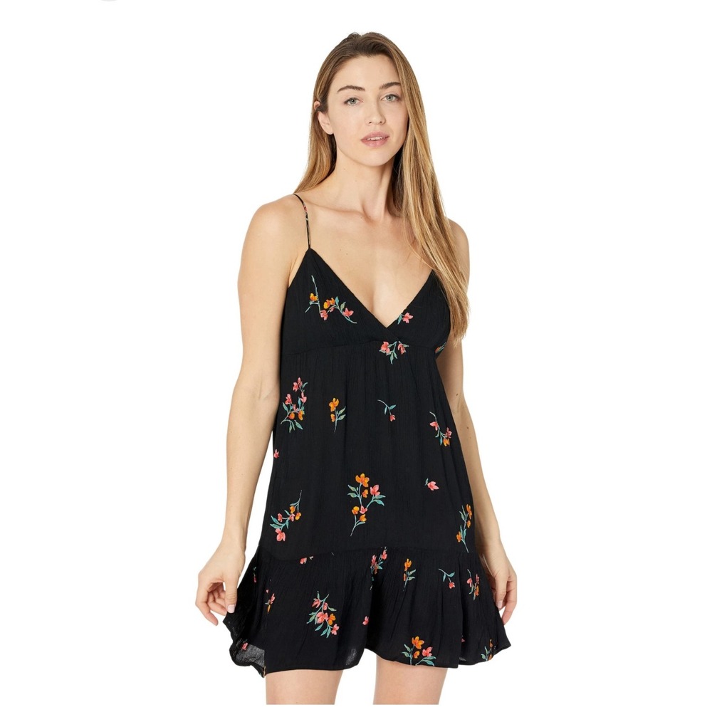 Volcom Women's Floral‎ Embroidered V Neck Sleeveless Mini Dress Size M